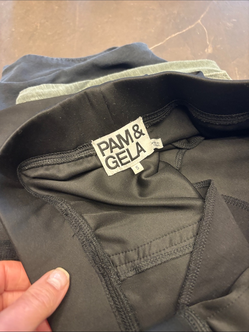 Pam & Gela Black Jogger Sweatpants with Olive Accent